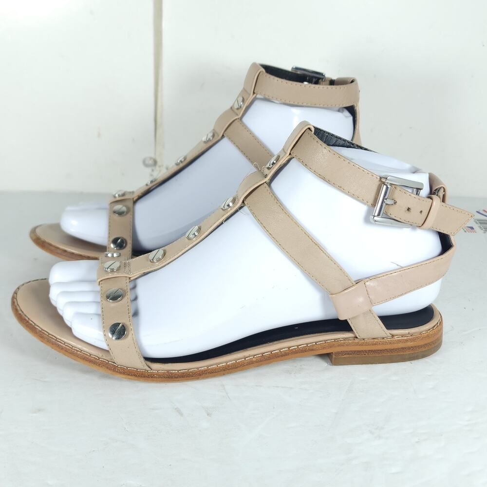 Rebecca Minkoff Women's US 6M Beige Leather Studded Strappy Gladiator Sandals - Picture 2 of 14